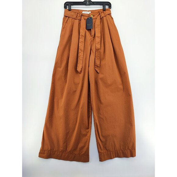 Summum Women's Silky Wide Leg Broek Brown Cotton Pants Size 34 - Picture 1 of 14